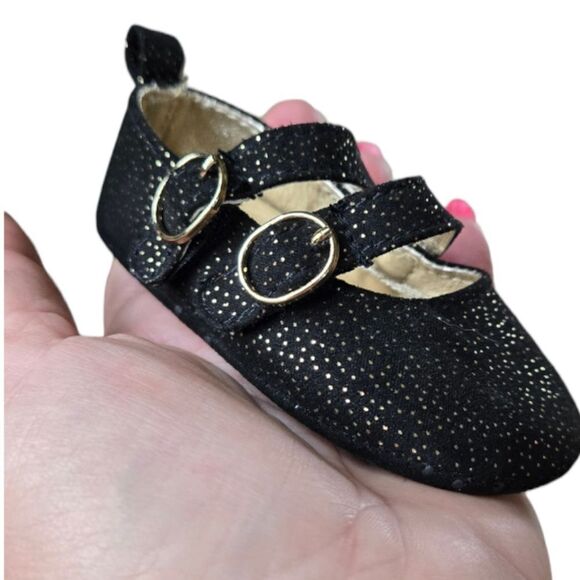 Carter's Glitter Mary Jane Crib Shoes Baby Girl 0-3M Newborn Black Formal Dressy - Picture 10 of 10